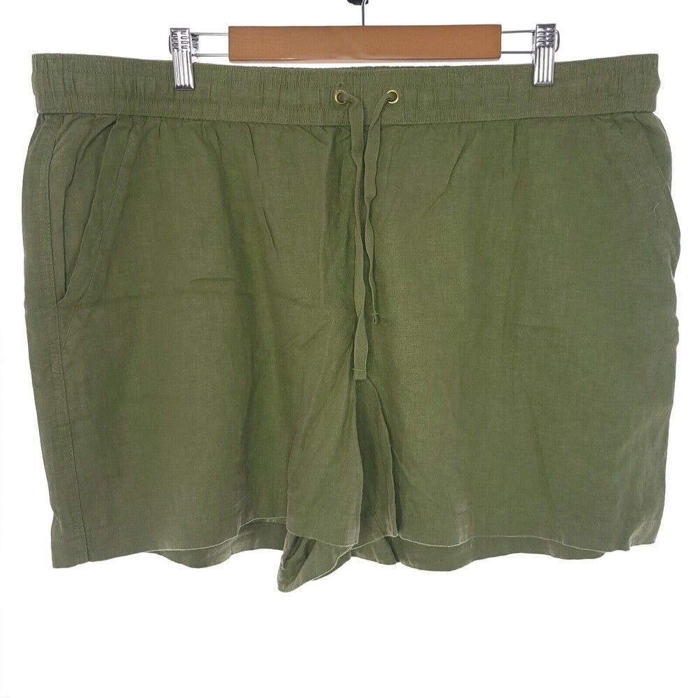 Nautica Solid Olive Green Drawstring Pull On Shorts Womens Size XXL